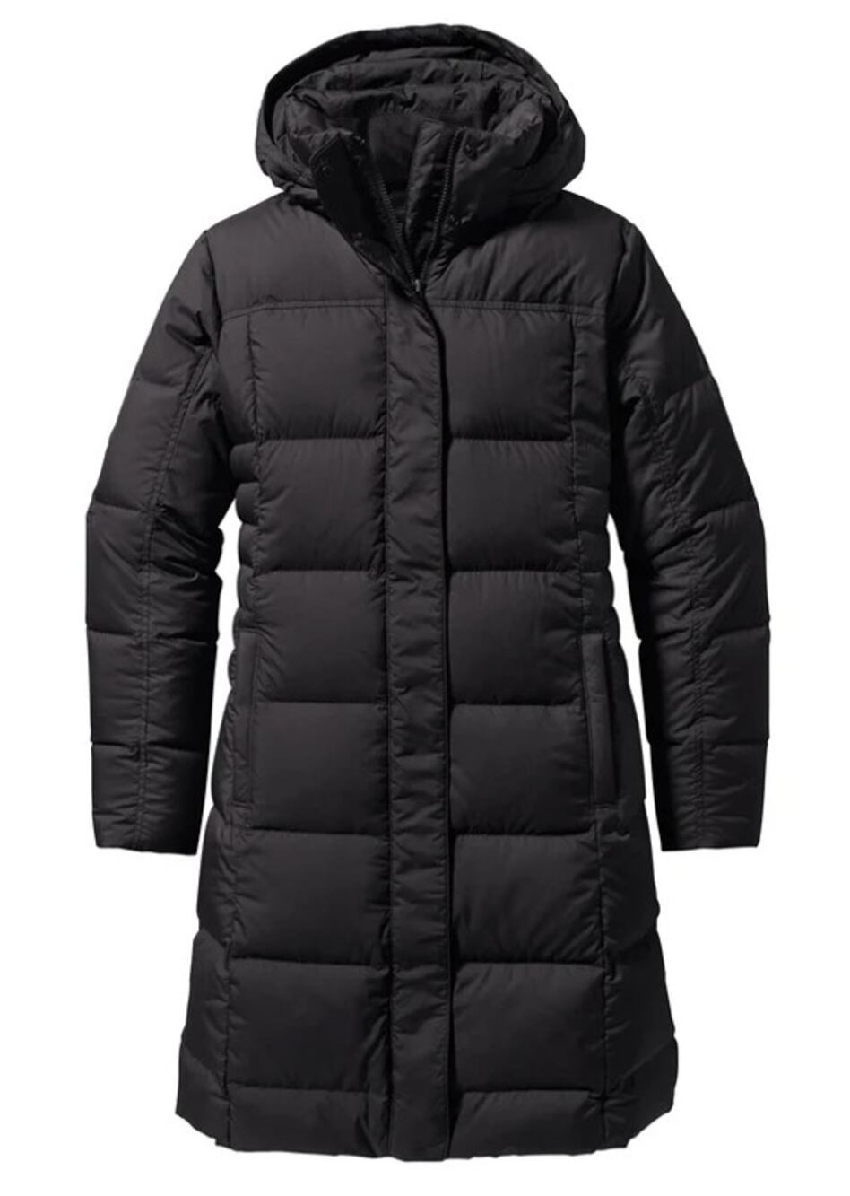 Patagonia Down With It Parka Black Puffer Hooded Knee Length Women's S
